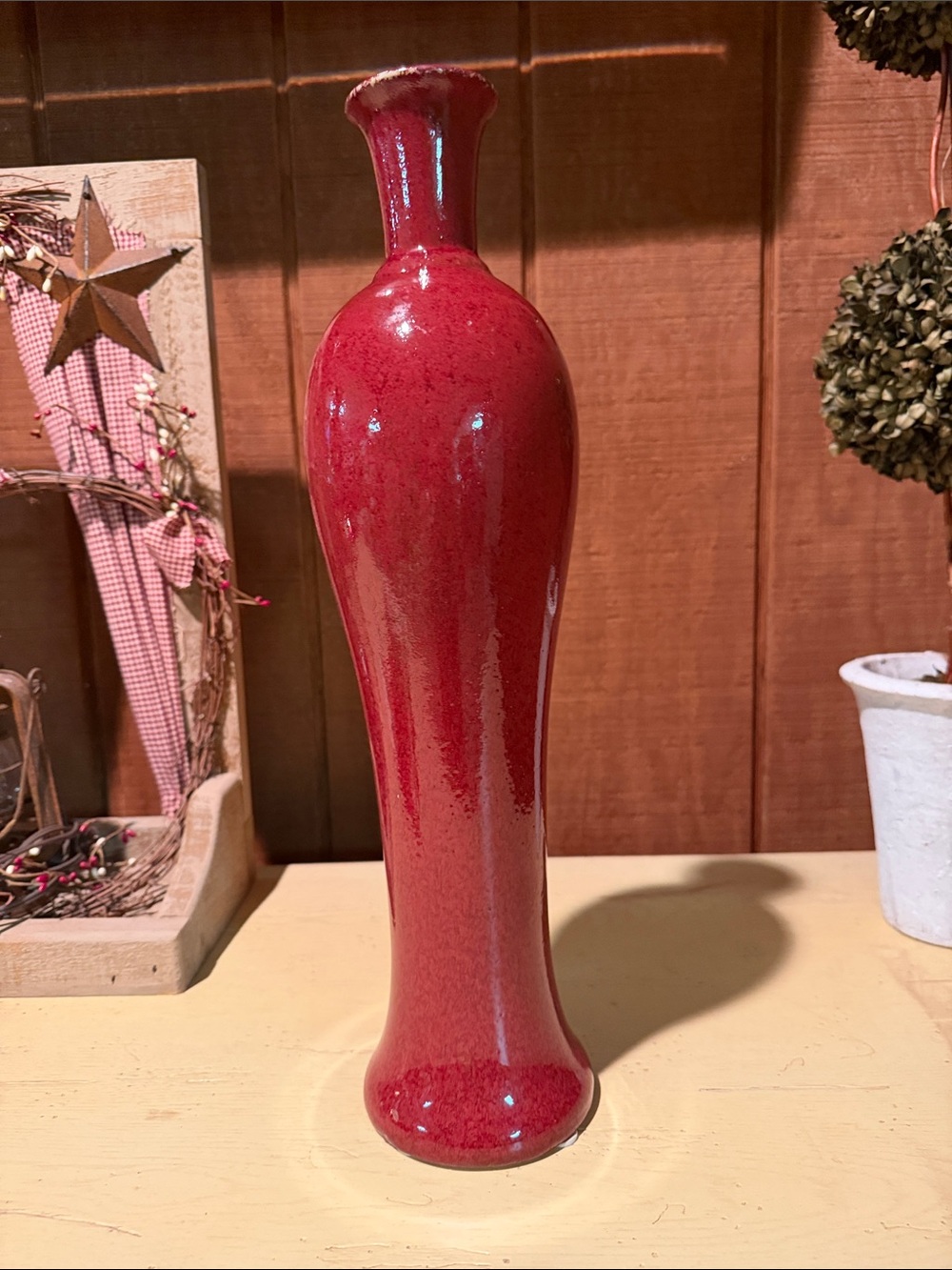 Red Ceramic Decorative Vase - Unbranded